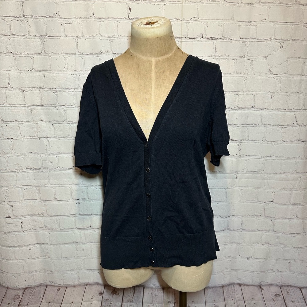 Talbots Y2K Preppy Old Money Short Sleeve V-Neck Cardigan Sweater Large